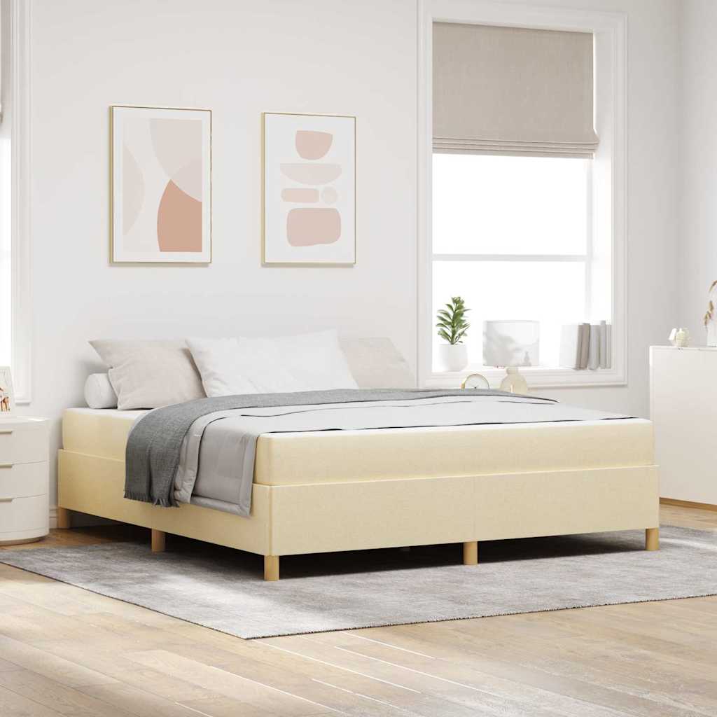 Sengestel med madras Creme 180 x 200 cm Stof