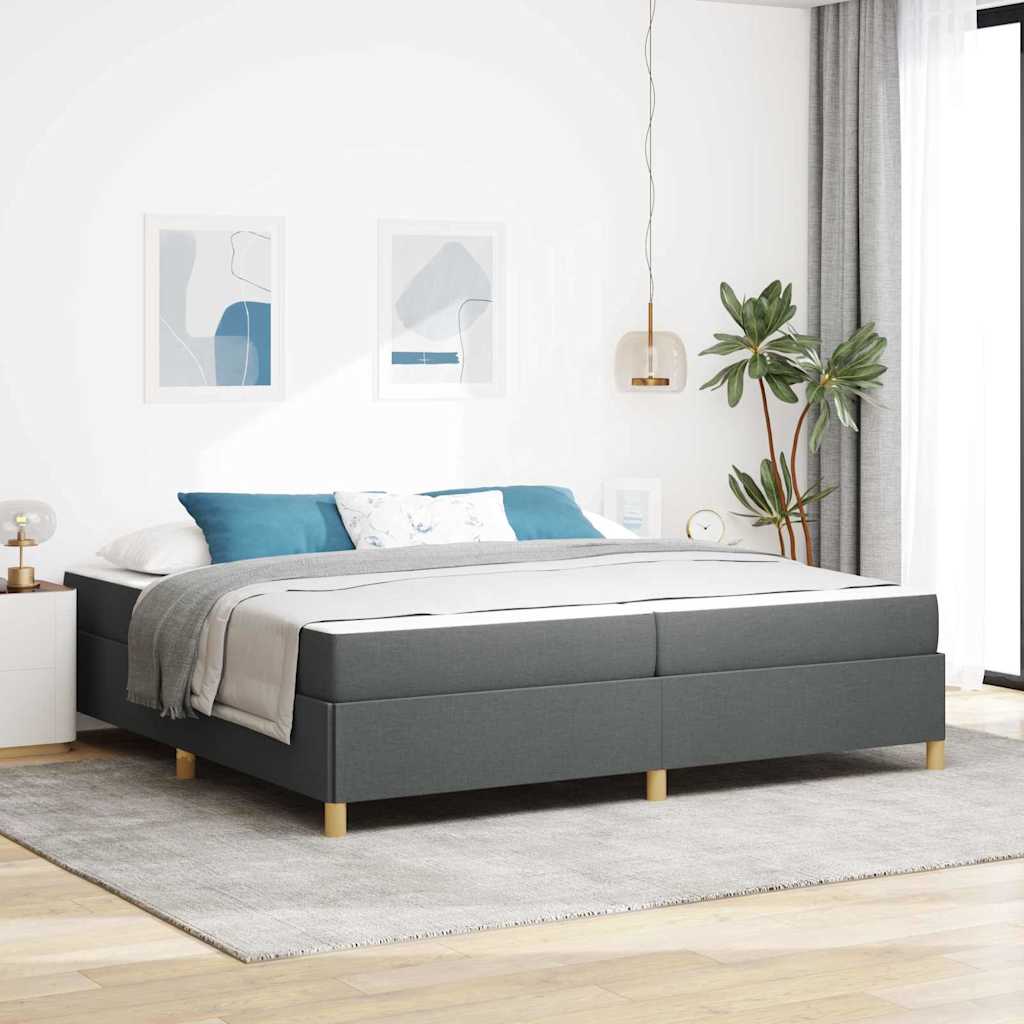 Sengestel med madras Mørkegrå 200 x 200 cm Stof