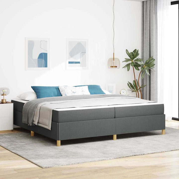Sengestel med madras Mørkegrå 200 x 200 cm Stof
