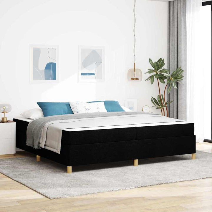 Sengestel med madras Sort 200 x 200 cm Stof