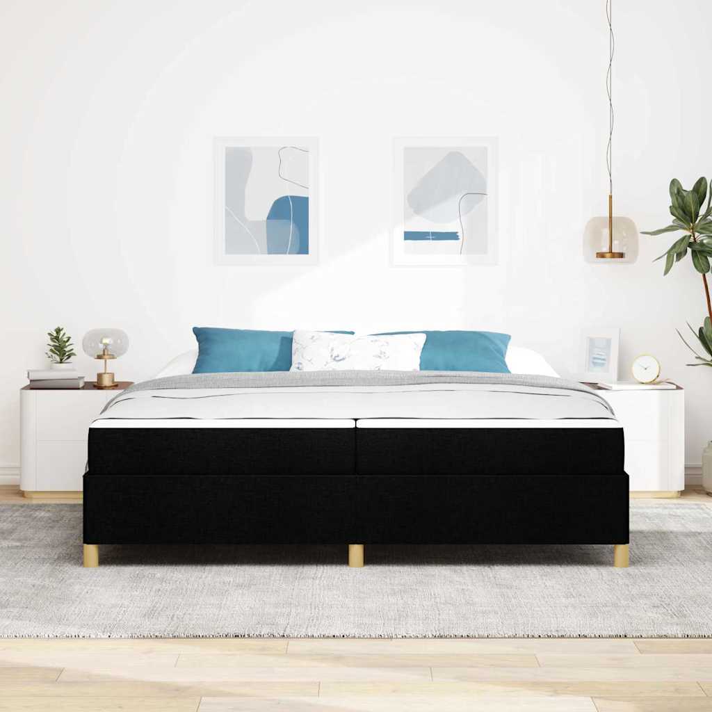 Sengestel med madras Sort 200 x 200 cm Stof