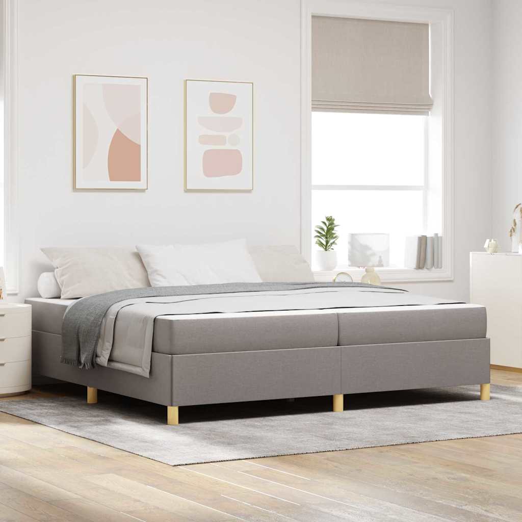 Sengestel med madras Gråbrun 200 x 200 cm Stof
