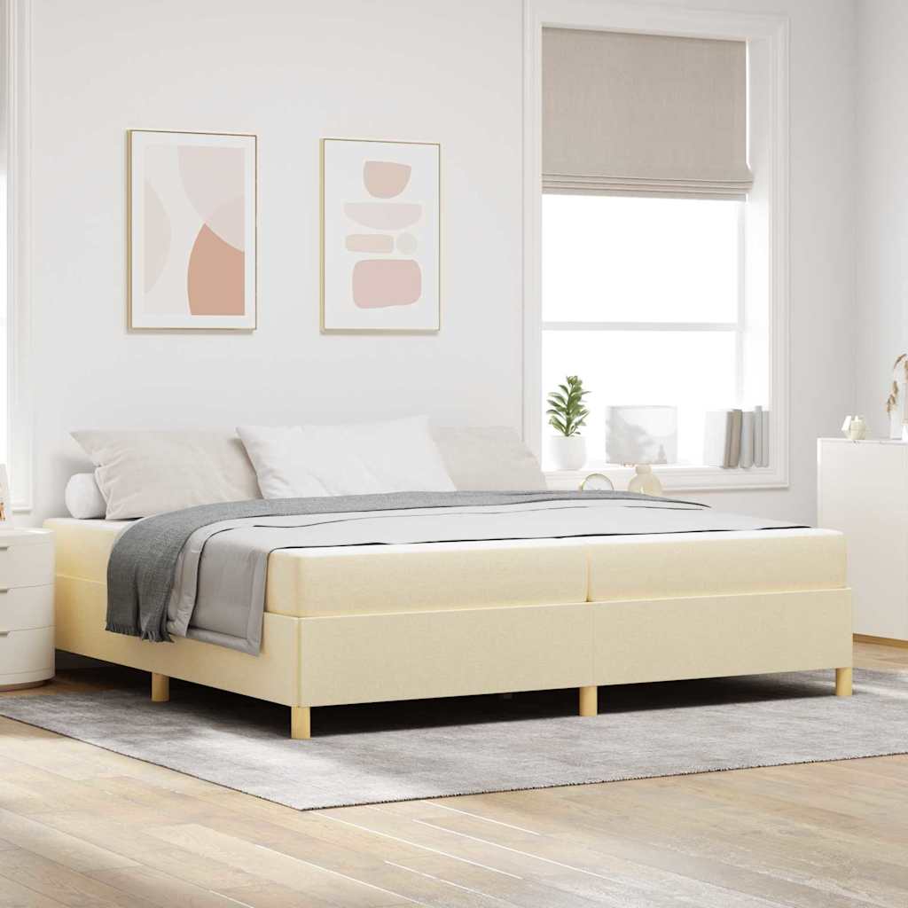 Sengestel med madras Creme 200 x 200 cm Stof