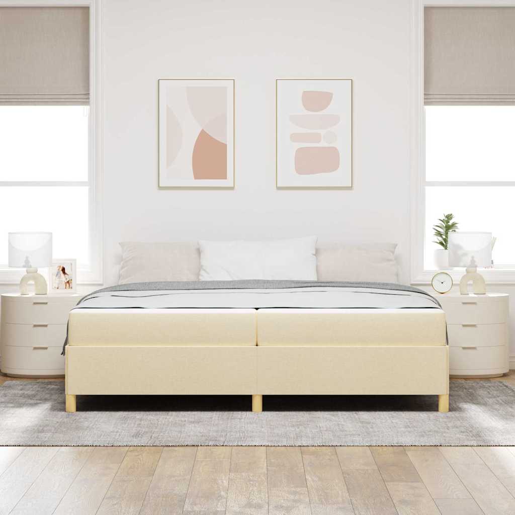 Sengestel med madras Creme 200 x 200 cm Stof