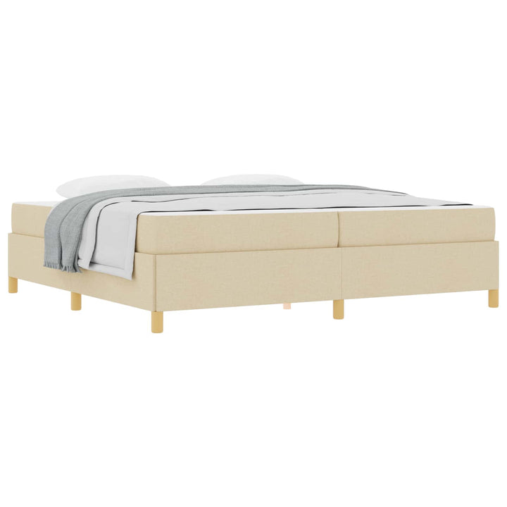 Sengestel med madras Creme 200 x 200 cm Stof