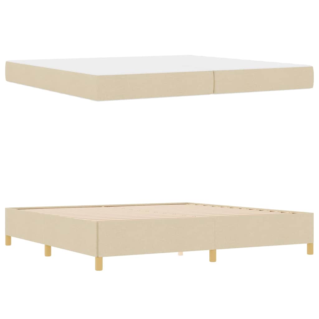 Sengestel med madras Creme 200 x 200 cm Stof