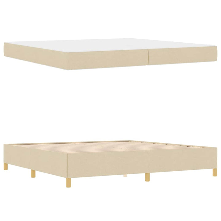 Sengestel med madras Creme 200 x 200 cm Stof