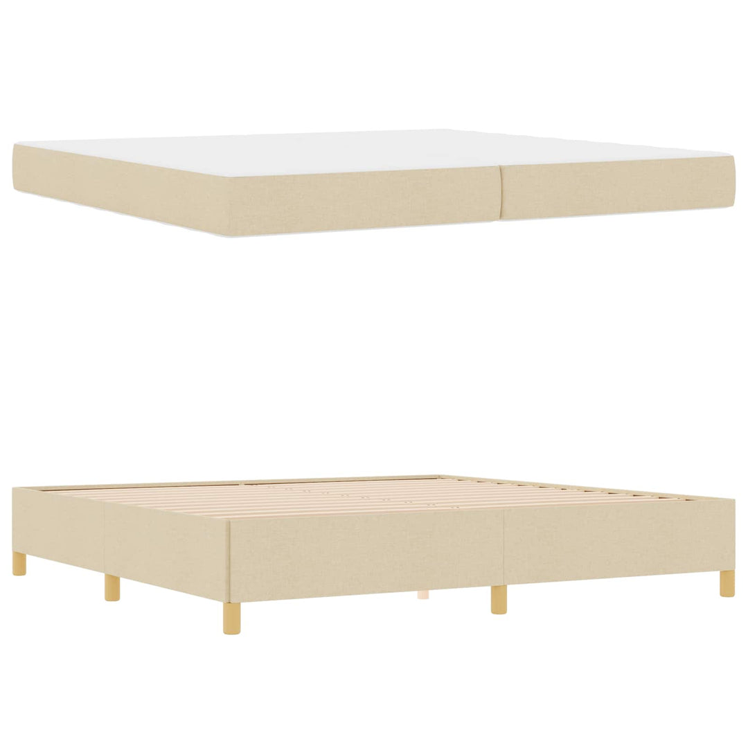 Sengestel med madras Creme 200 x 200 cm Stof