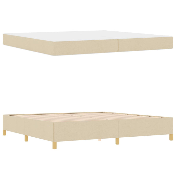 Sengestel med madras Creme 200 x 200 cm Stof