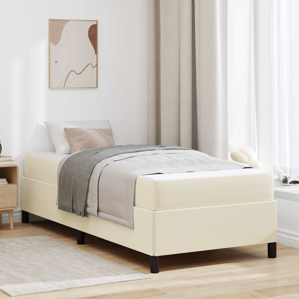 Sengestel med madras Creme 90 x 190 cm Stof