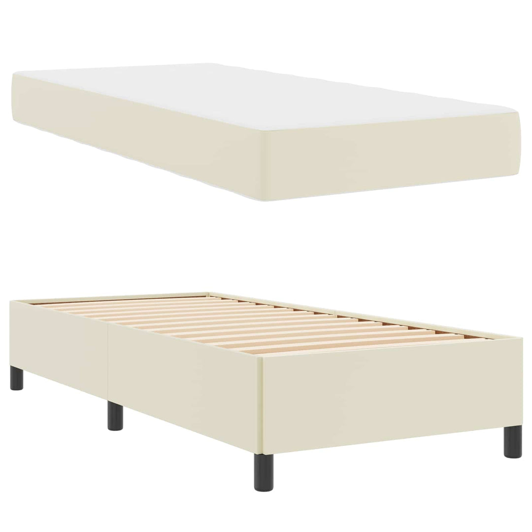 Sengestel med madras Creme 90 x 190 cm Stof