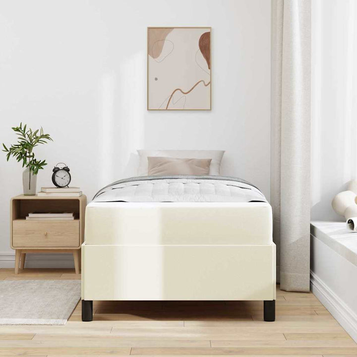 Sengestel med madras Creme 90 x 200 cm Stof