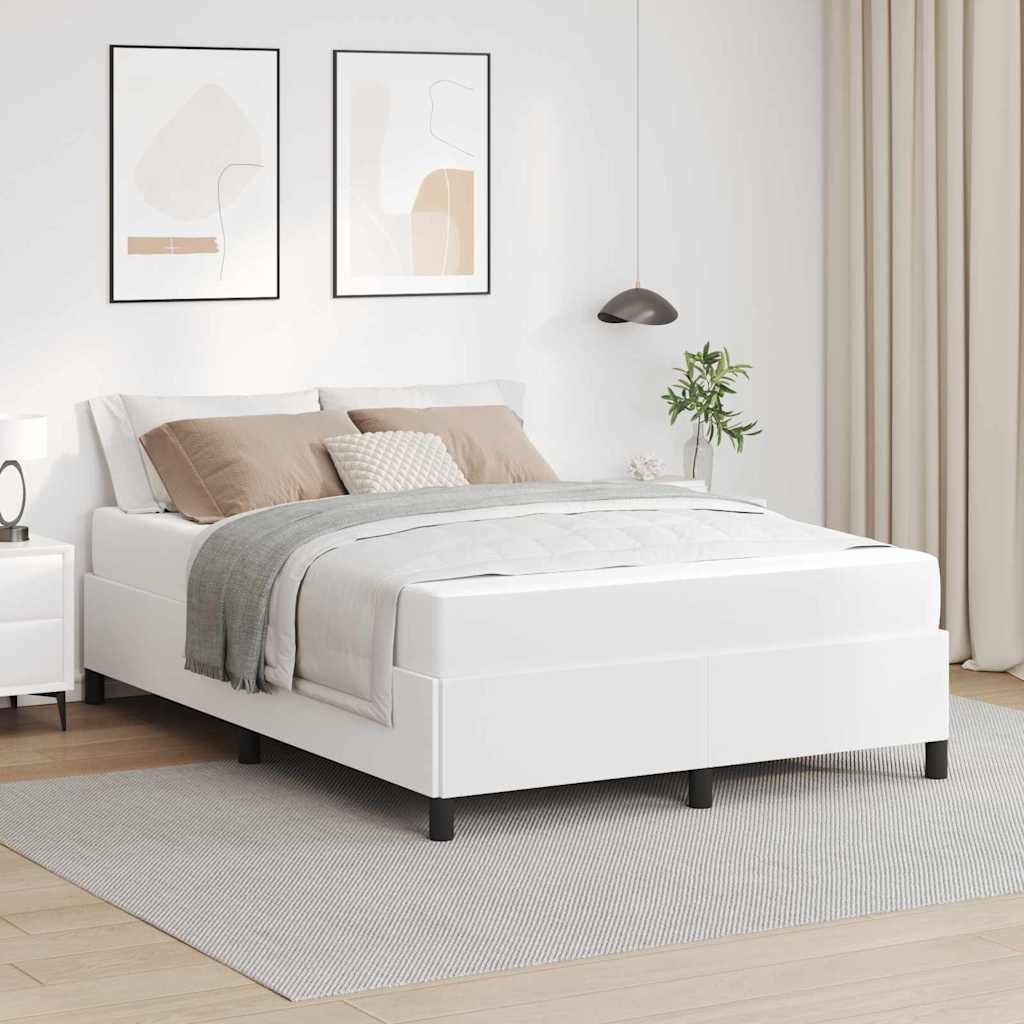 Sengestel med madras Hvid 140 x 190 cm Stof