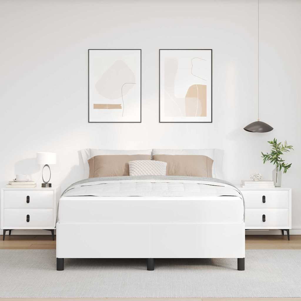 Sengestel med madras Hvid 140 x 190 cm Stof