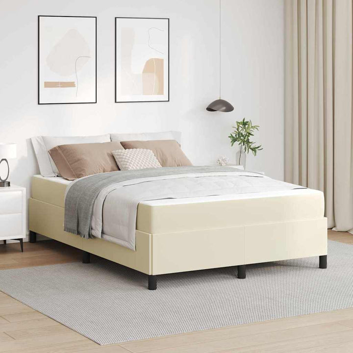 Sengestel med madras Creme 140 x 200 cm Stof