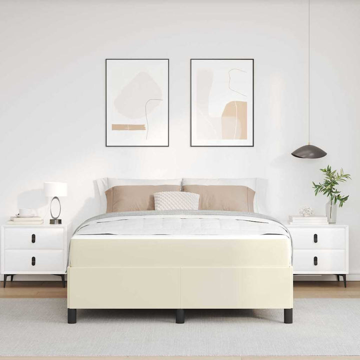 Sengestel med madras Creme 140 x 200 cm Stof