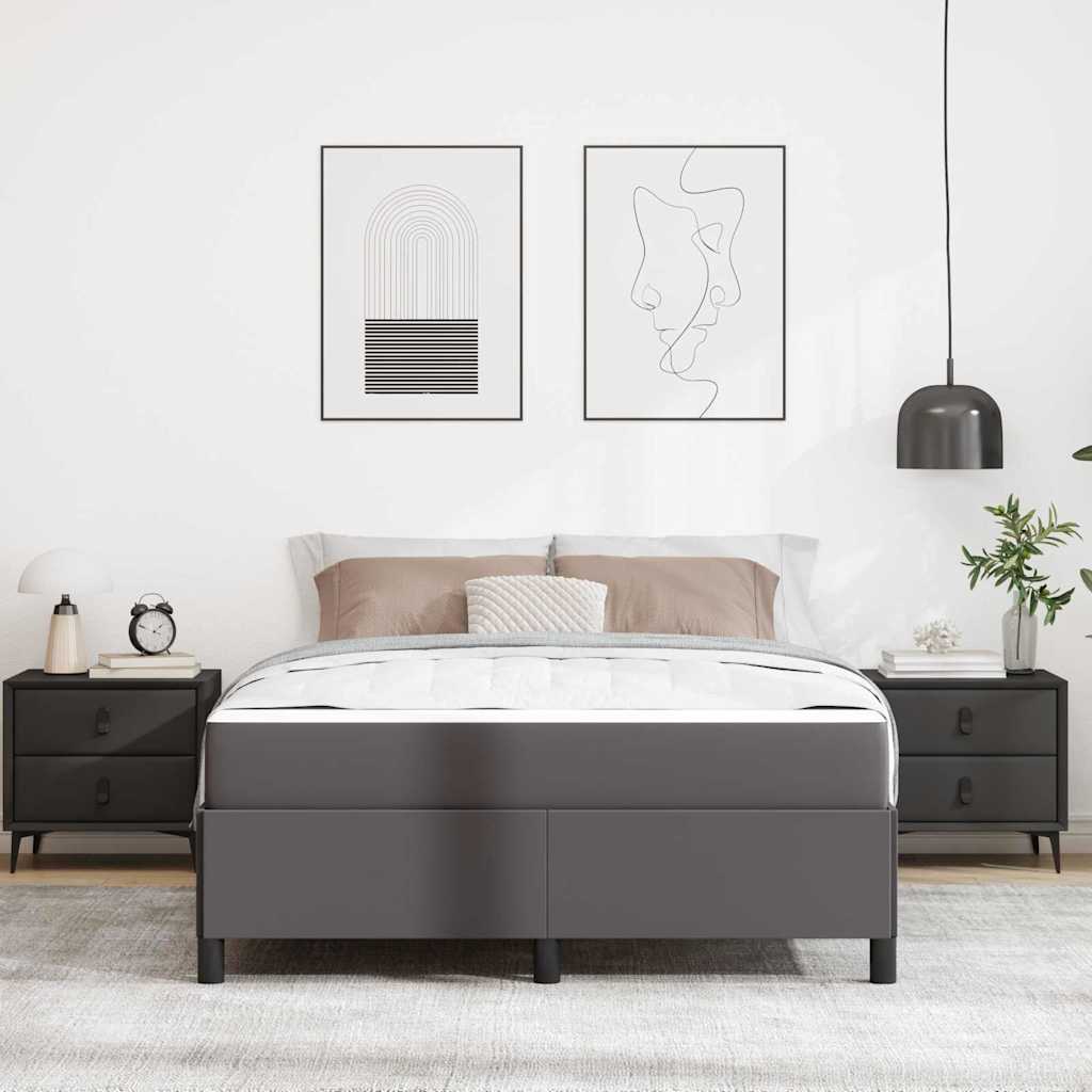 Sengestel med madras Grå 140 x 200 cm Stof