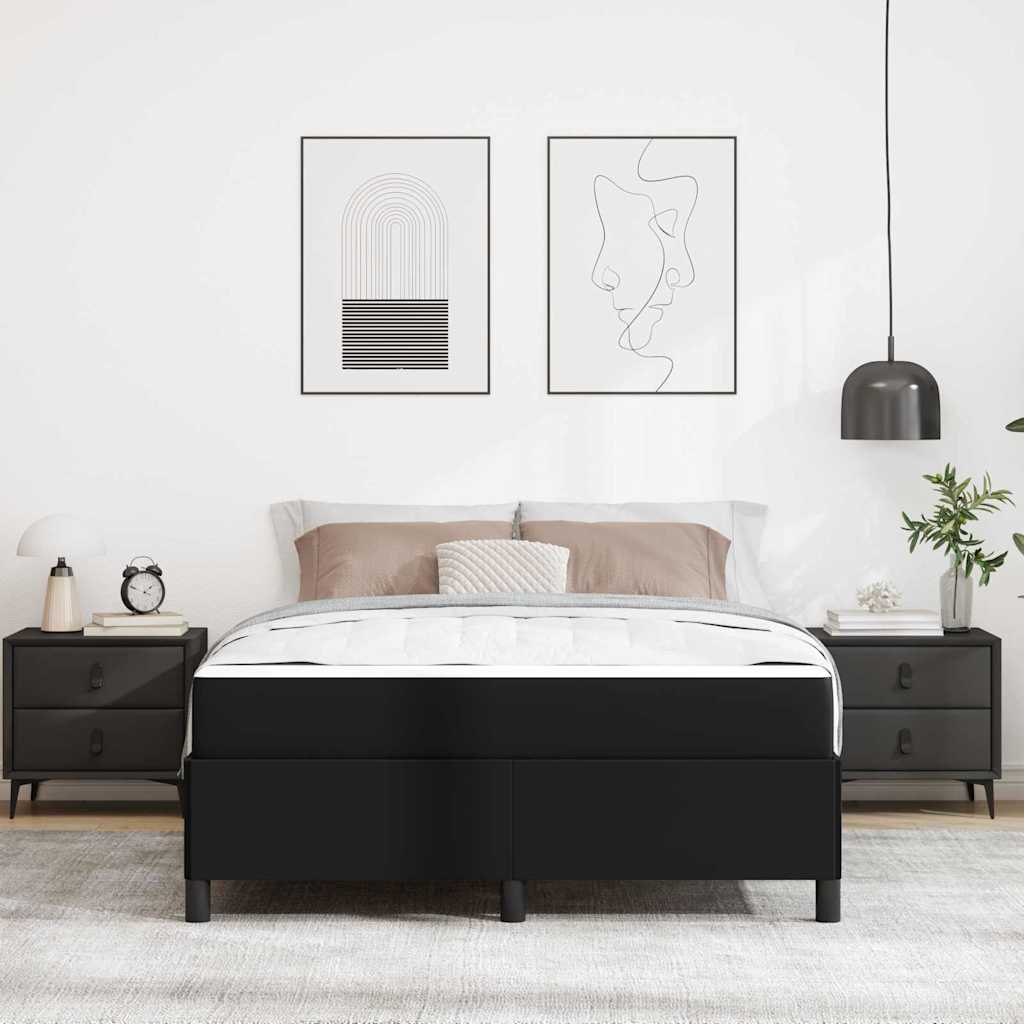 Sengestel med madras Sort 160 x 200 cm Stof