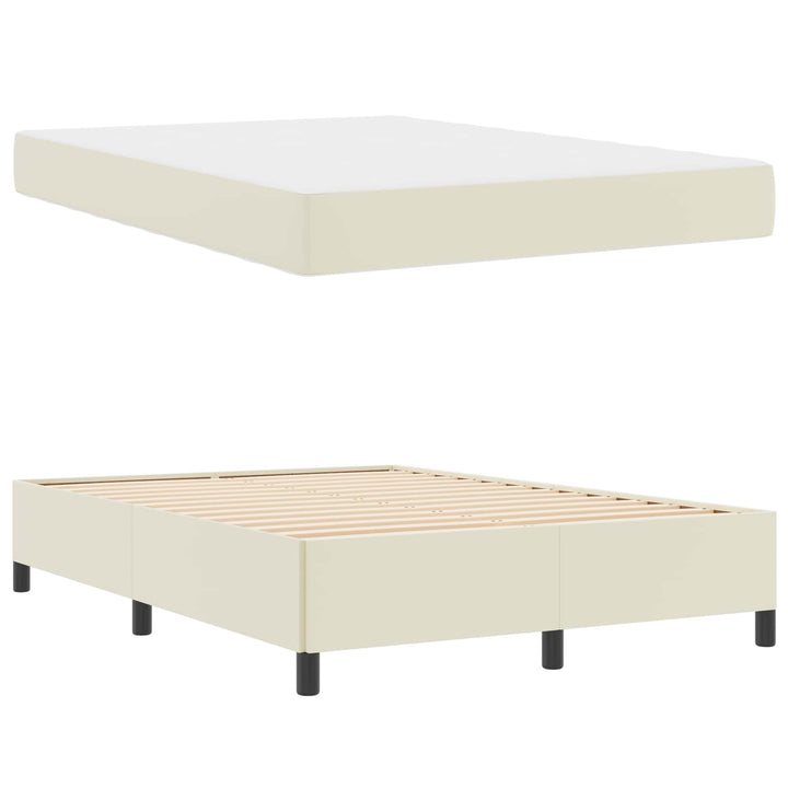 Sengestel med madras Creme 160 x 200 cm Stof