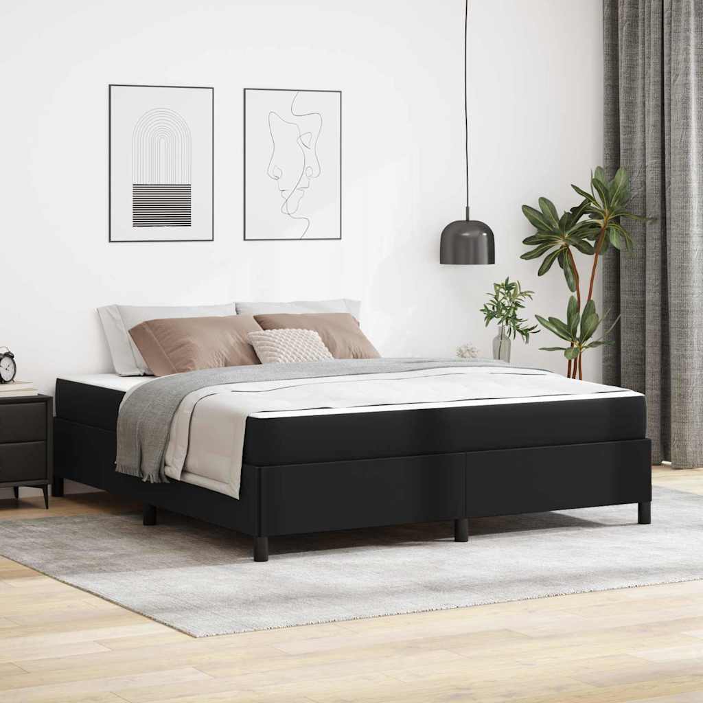Sengestel med madras Sort 180 x 200 cm Stof