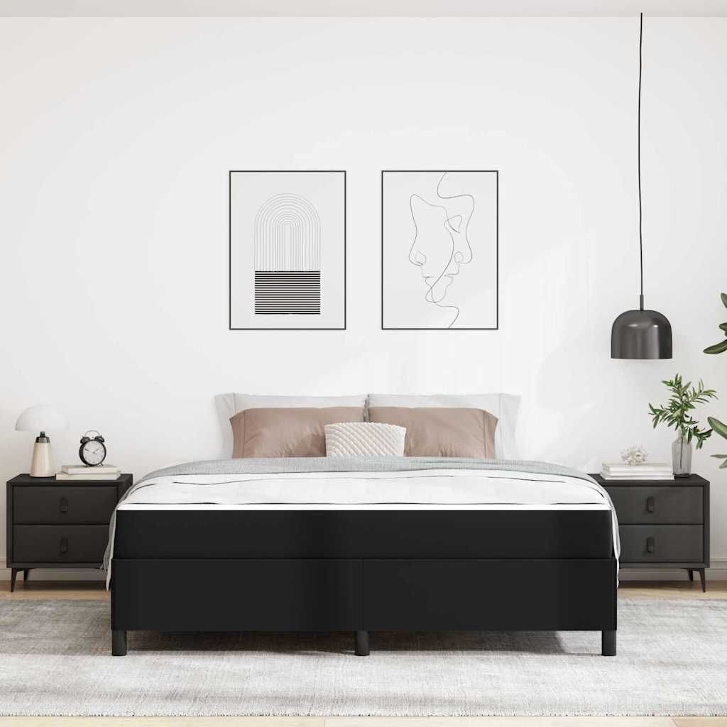 Sengestel med madras Sort 180 x 200 cm Stof