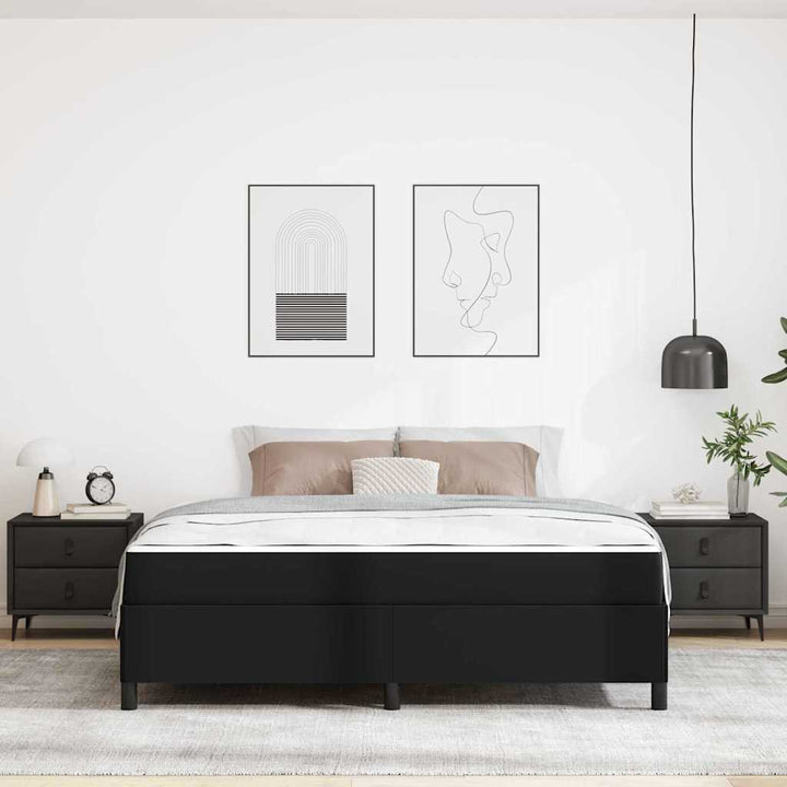 Sengestel med madras Sort 180 x 200 cm Stof