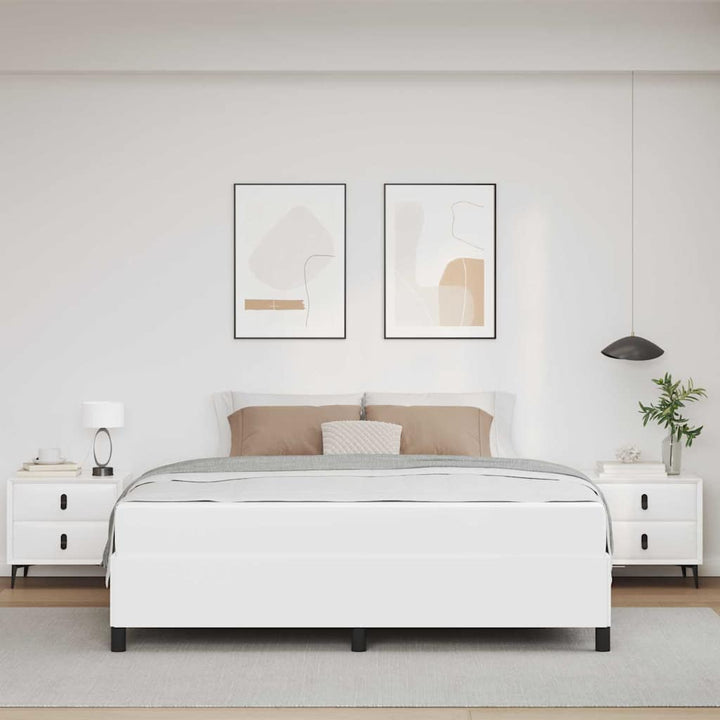 Sengestel med madras Hvid 180 x 200 cm Stof