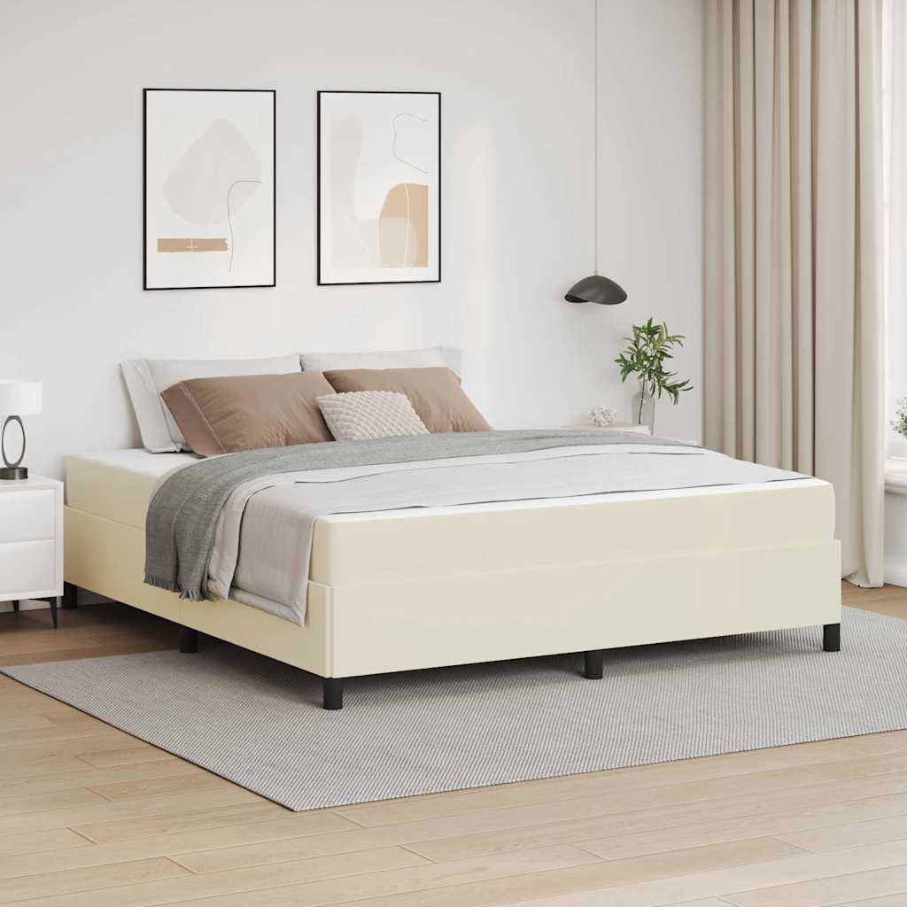 Sengestel med madras Creme 180 x 200 cm Stof