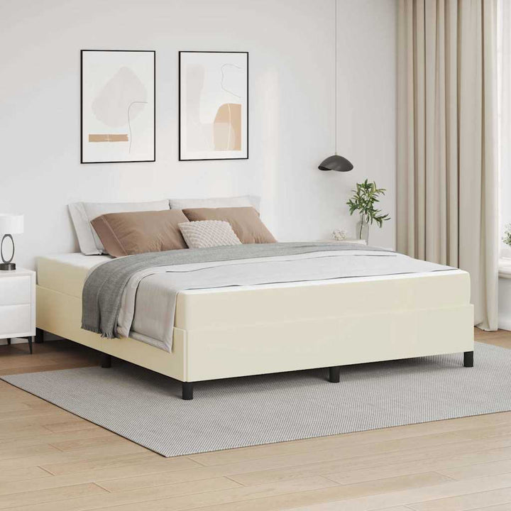 Sengestel med madras Creme 180 x 200 cm Stof