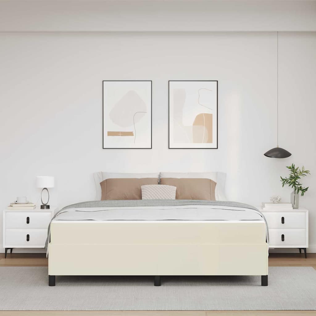 Sengestel med madras Creme 180 x 200 cm Stof