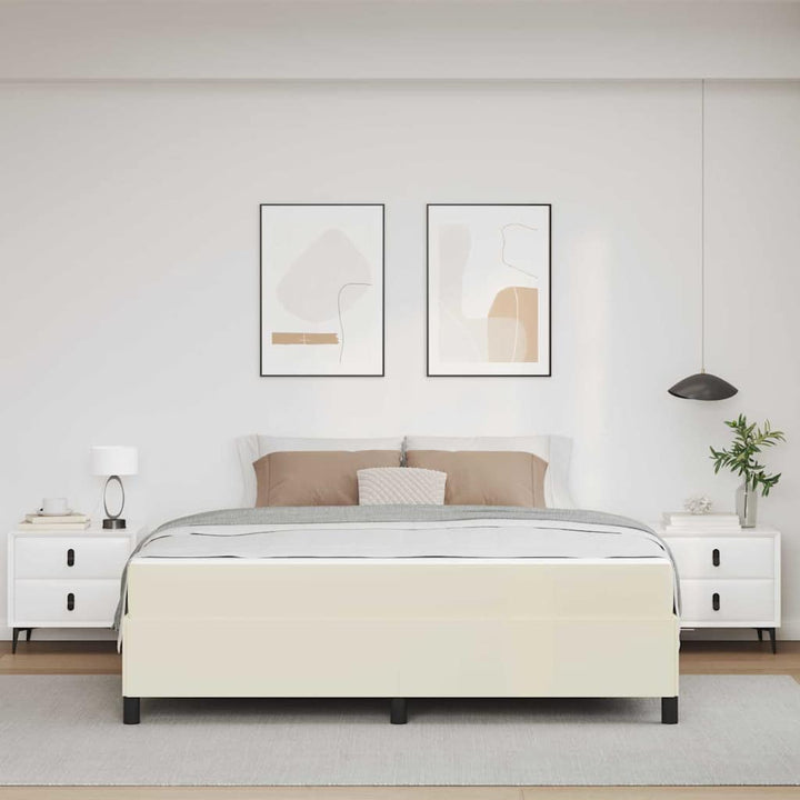 Sengestel med madras Creme 180 x 200 cm Stof