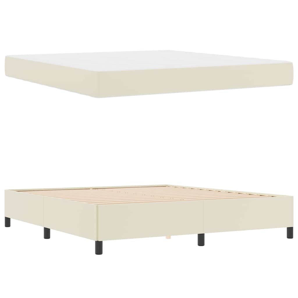 Sengestel med madras Creme 180 x 200 cm Stof