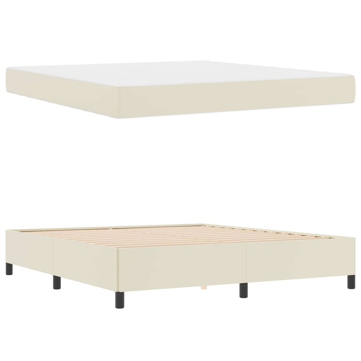 Sengestel med madras Creme 180 x 200 cm Stof