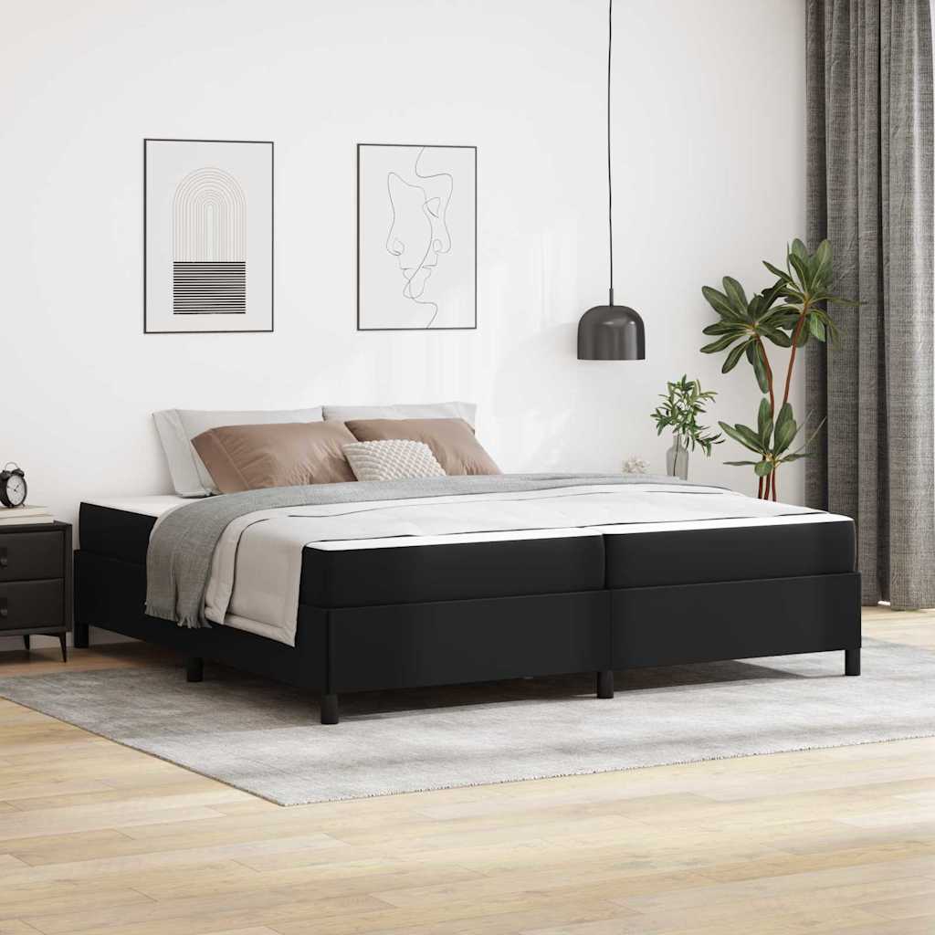 Sengestel med madras Sort 200 x 200 cm Stof