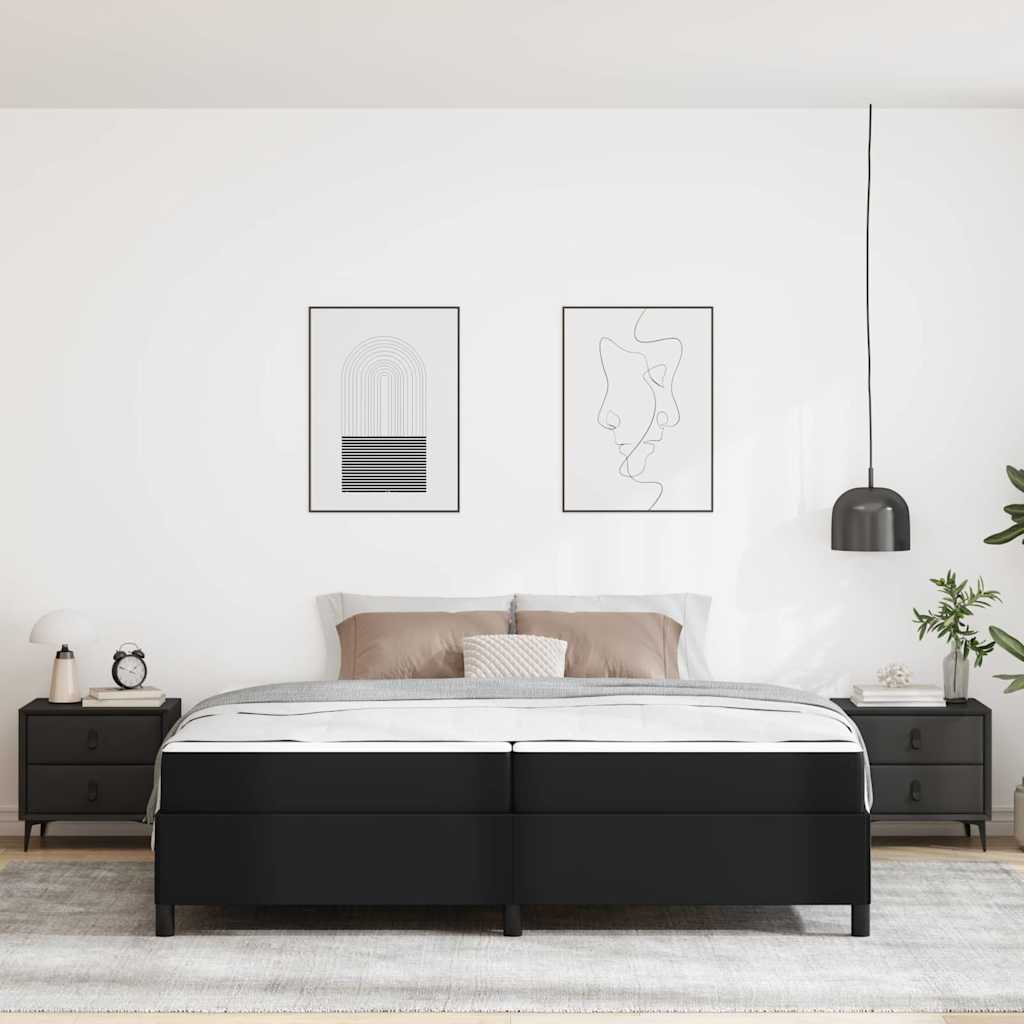 Sengestel med madras Sort 200 x 200 cm Stof