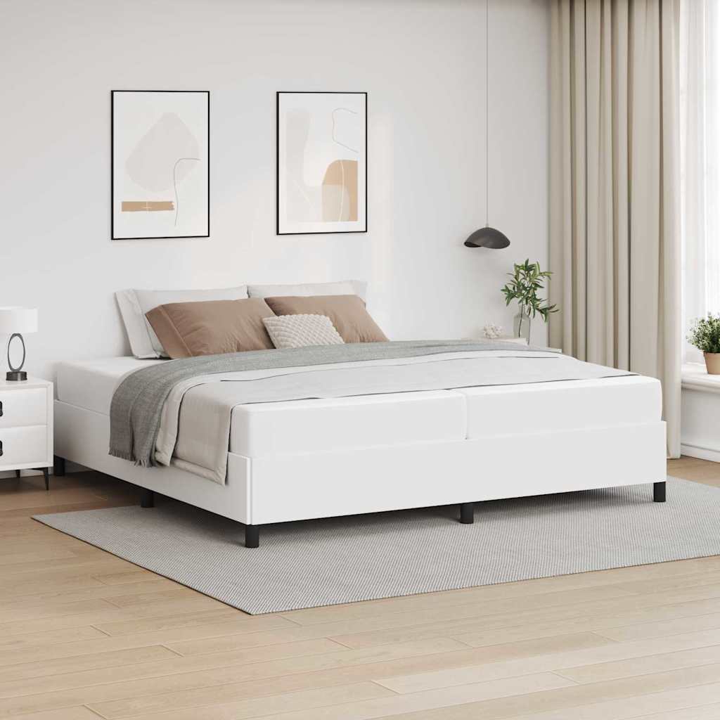 Sengestel med madras Hvid 200 x 200 cm Stof