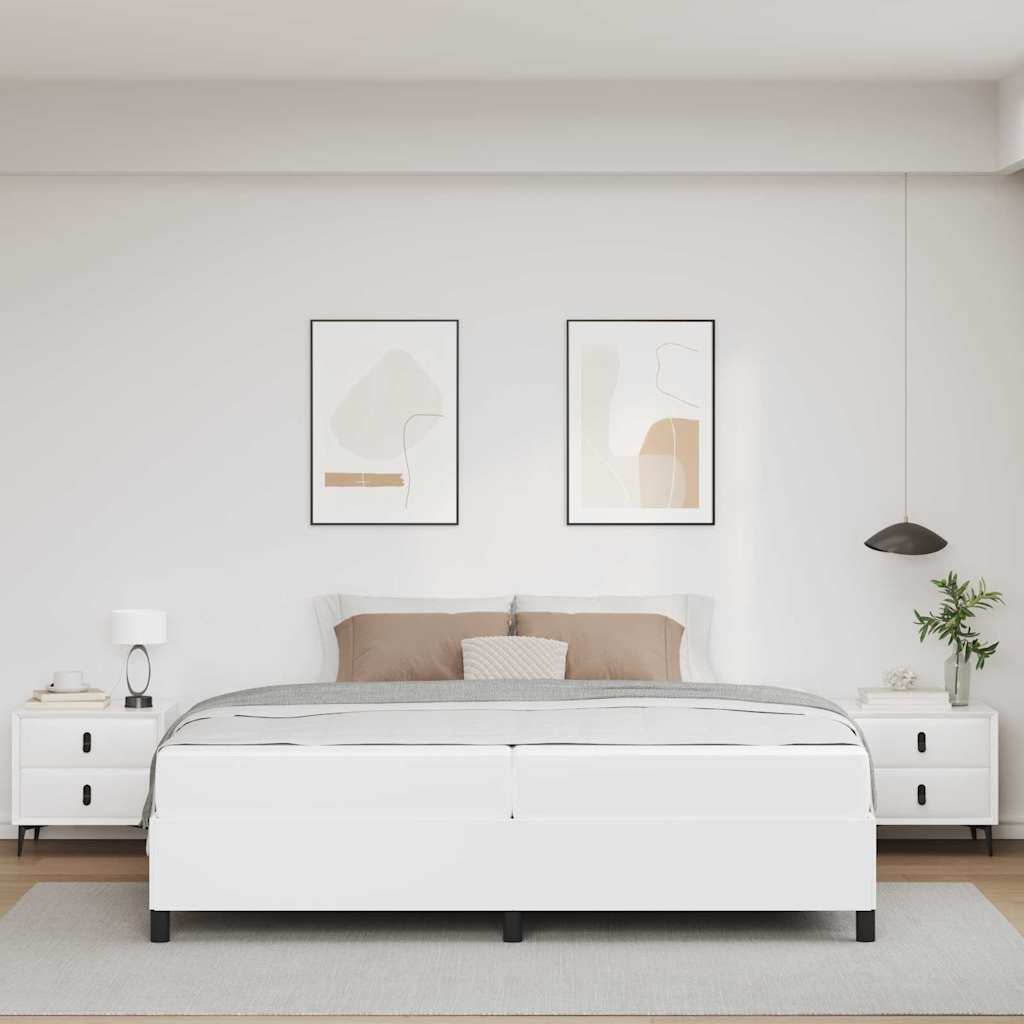 Sengestel med madras Hvid 200 x 200 cm Stof