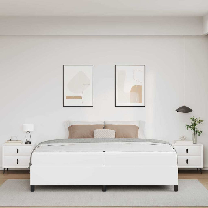 Sengestel med madras Hvid 200 x 200 cm Stof