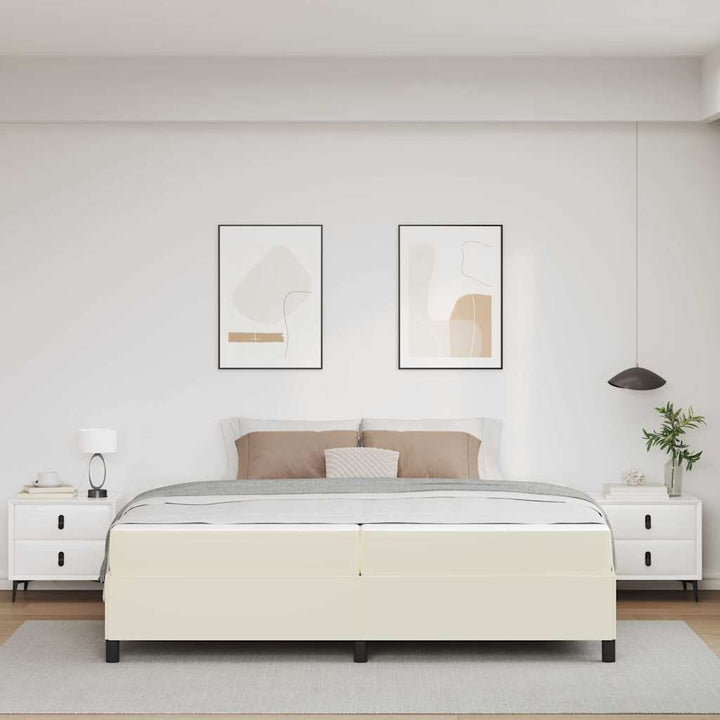 Sengestel med madras Creme 200 x 200 cm Stof