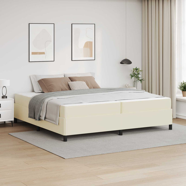 Sengestel med madras Creme 200 x 200 cm Stof