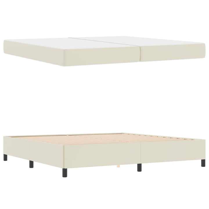Sengestel med madras Creme 200 x 200 cm Stof