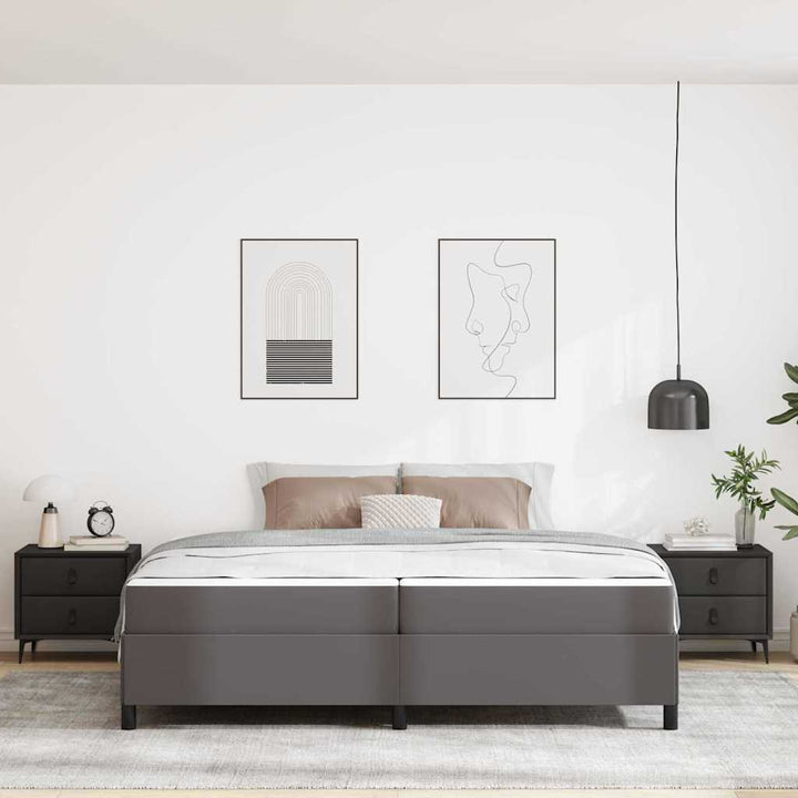 Sengestel med madras Grå 200 x 200 cm Stof
