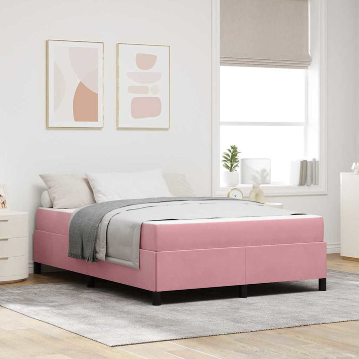 Sengestel med madras Lyserød 140 x 190 cm Stof