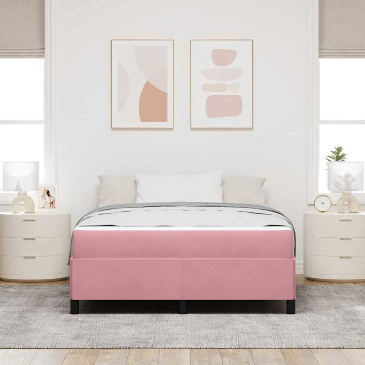 Sengestel med madras Lyserød 140 x 190 cm Stof