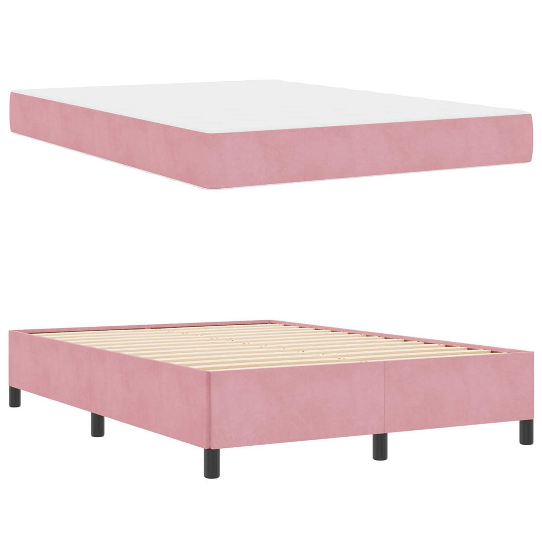 Sengestel med madras Lyserød 140 x 190 cm Stof