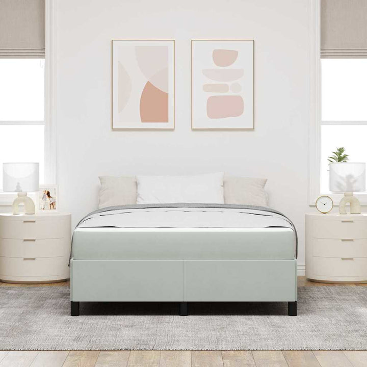 Sengestel med madras Lysegrå 140 x 200 cm Stof