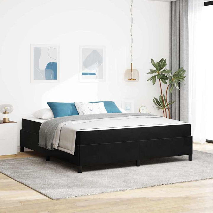 Sengestel med madras Sort 180 x 200 cm Stof