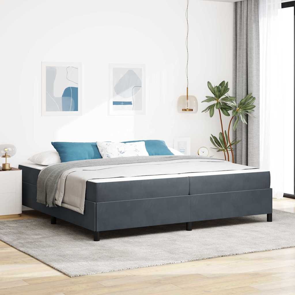 Sengestel med madras Mørkegrå 200 x 200 cm Stof