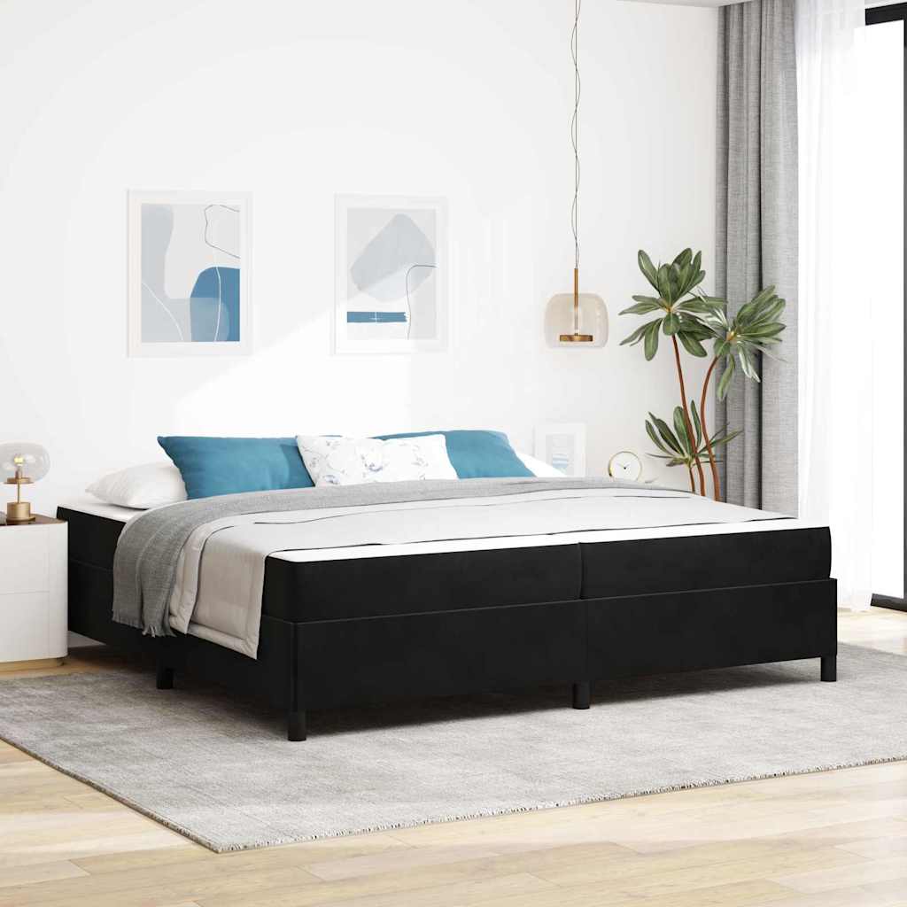 Sengestel med madras Sort 200 x 200 cm Stof
