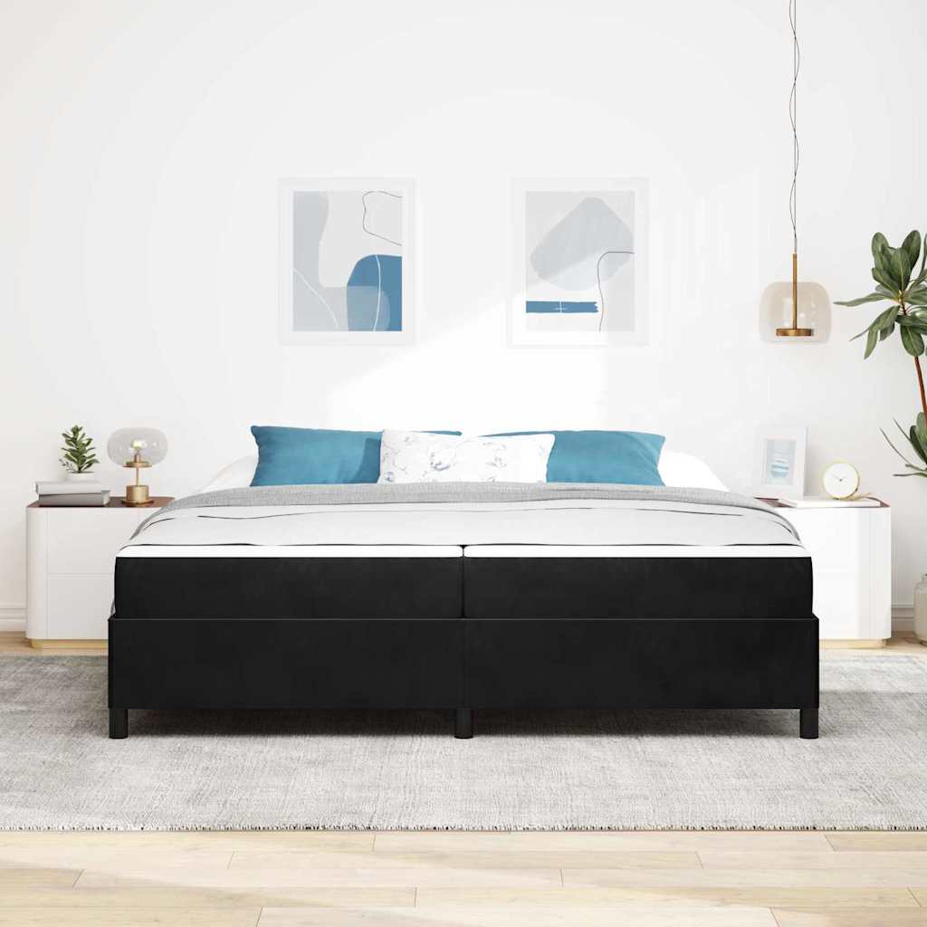 Sengestel med madras Sort 200 x 200 cm Stof